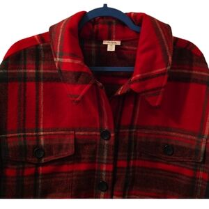 A.N.A BRAND WOMEN'S PLUS SIZE RED PLAID FRONT BUTTON JACKET COAT SIZE 0X